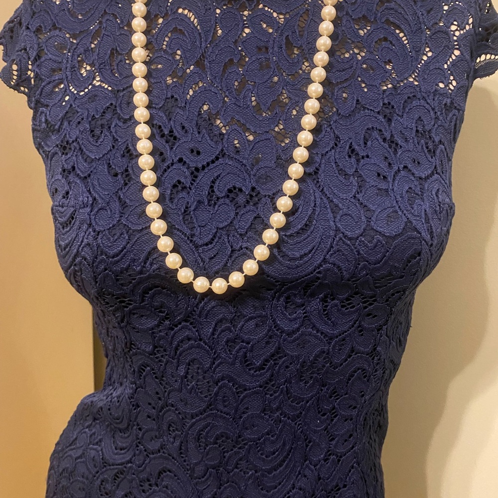 BEAUTIFUL & ELEGANT NAVY BLUE BLOUSE SIZE  S 4-6 🌹 - Picture 3 of 6